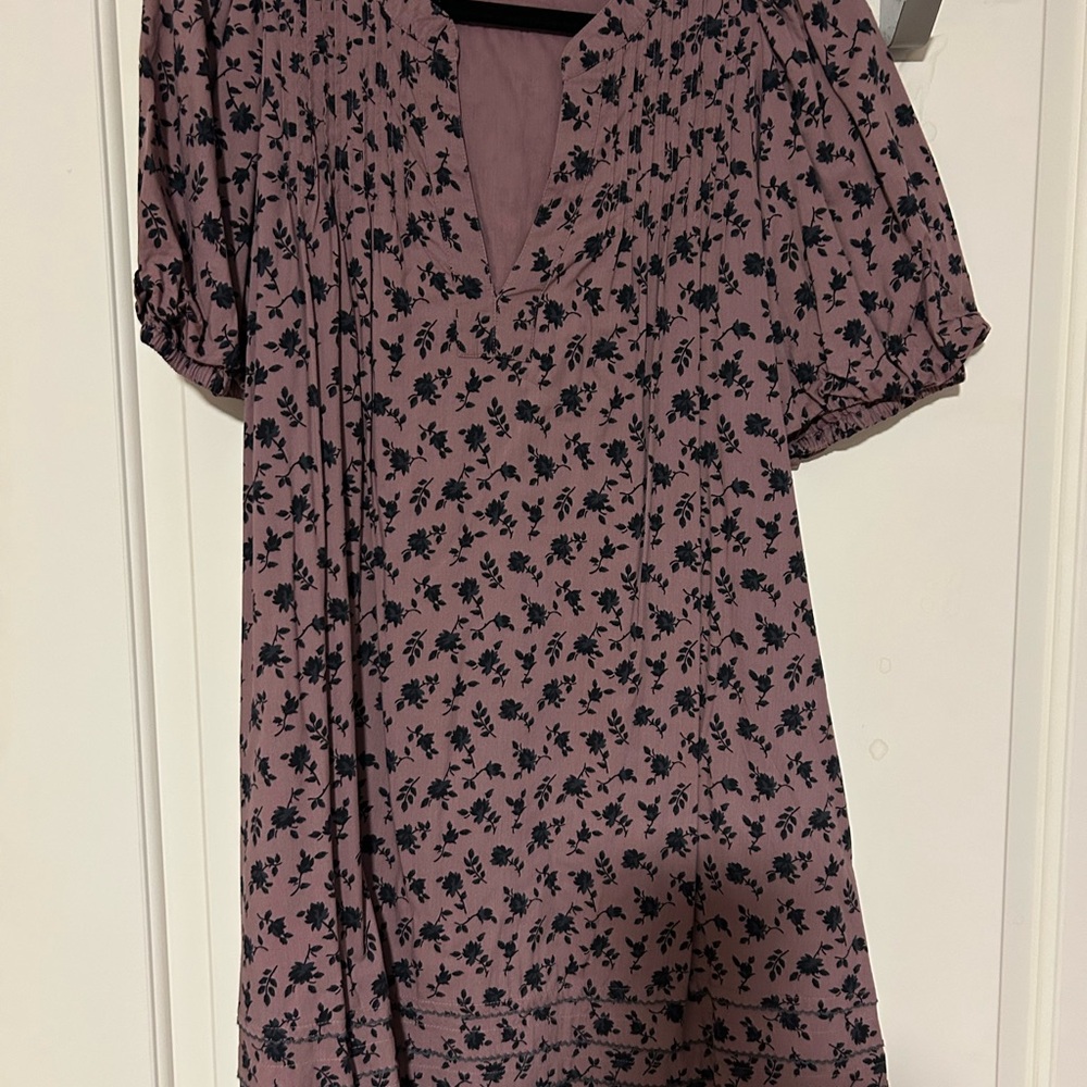Madewell Mauve Floral Top with Black Print